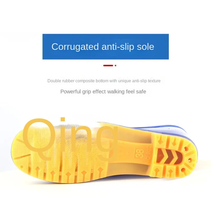 Duge čizme za kišu na nisku petu Ženski modeli Neklizajuće cipele za vodu Kuhinjske ženske cipele za kišu Visoke ženske cipele od meke gume