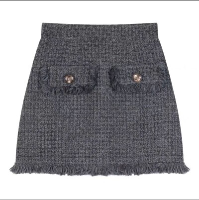 Κομψό γυναικείο κοστούμι Φούντα Σχέδιο Sense Tweed Κοντό Παλτό Γυναικείο φθινοπωρινό Κορεατικό Στιλ Μακρυμάνικο Top Mini Φούστα Σετ δύο τεμαχίων