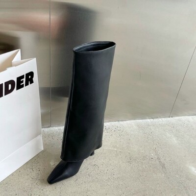 2024. Nove bijele ženske čizme s visokom potpeticom do koljena, modne čizme s četvrtastim prstima, jesensko-zimske ženske čizme, cipele