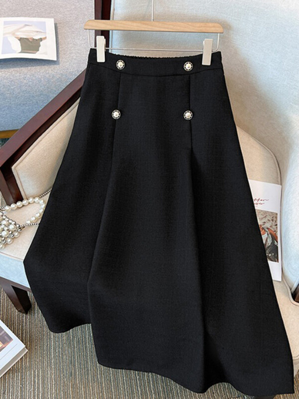 UCXQ Elegantni ženski kompleti od 2 komada od tvida s dugim rukavima i jaknom s volanima + modna suknja visokog struka 2024. Jesen Zima Novo 23A5116