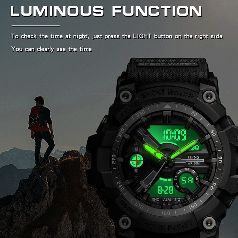 OFNS Vojni elektronički satovi G-Style sat za muškarce Dječaci Kvarcni analogni ručni sat Vodootporni sportski sat Muški LED digitalni sat