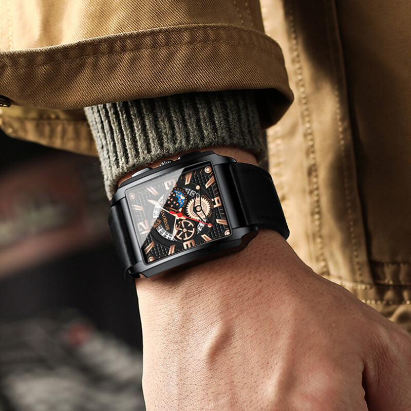 Kandiline meeste käekell Moodne nahast spordi kvartskell Meeste vabaaja ärikäekell Relogio Masculino Montre Homme