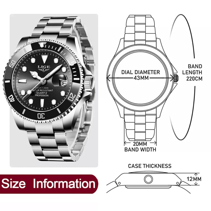 UUED parimad LIGE kaubamärgi vabaaja moodsad käekellad meestele, sõjaväelastele, täisterasest randmekellad Luksuslik suurte meeste käekell Relojes Hombre