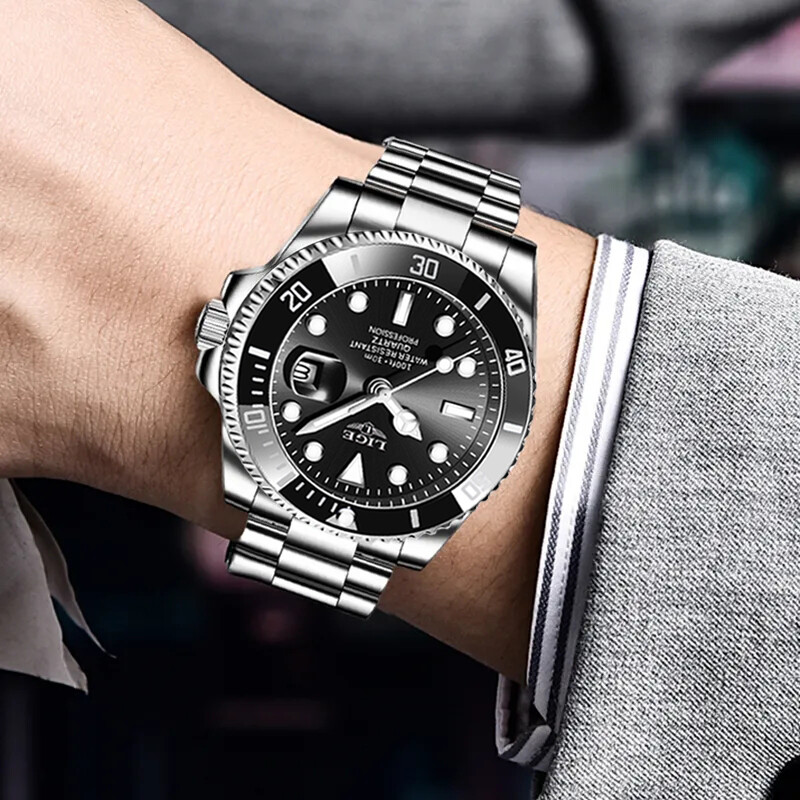 UUED parimad LIGE kaubamärgi vabaaja moodsad käekellad meestele, sõjaväelastele, täisterasest randmekellad Luksuslik suurte meeste käekell Relojes Hombre