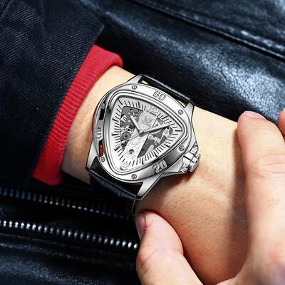 OPK Trend Modni muški satovi Trokutasti brojčanik Originalni kvarcni ručni sat Vodootporni kožni remen Svjetleći muški sat s datumom