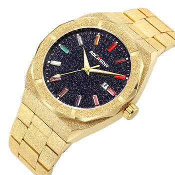 Ανδρικό ρολόι πολυτελείας Colorful Crystal Waterproof Bling Dial Frosted Star Dust Rainbow Ανδρικό ρολόι