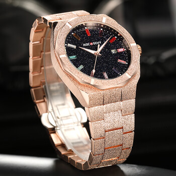 Ανδρικό ρολόι πολυτελείας Colorful Crystal Waterproof Bling Dial Frosted Star Dust Rainbow Ανδρικό ρολόι