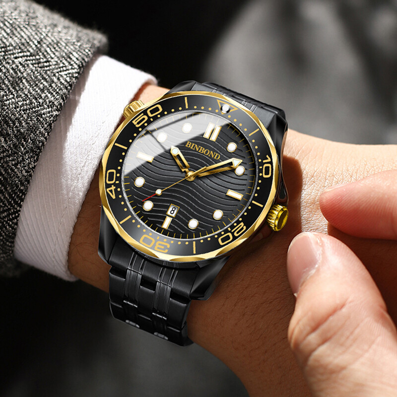 BINBOND Luksuzna serija morskih konjica vrhunske marke, muški poslovni kvarcni sat, svjetleći vodootporni sportski muški satovi, modni novi dizajn