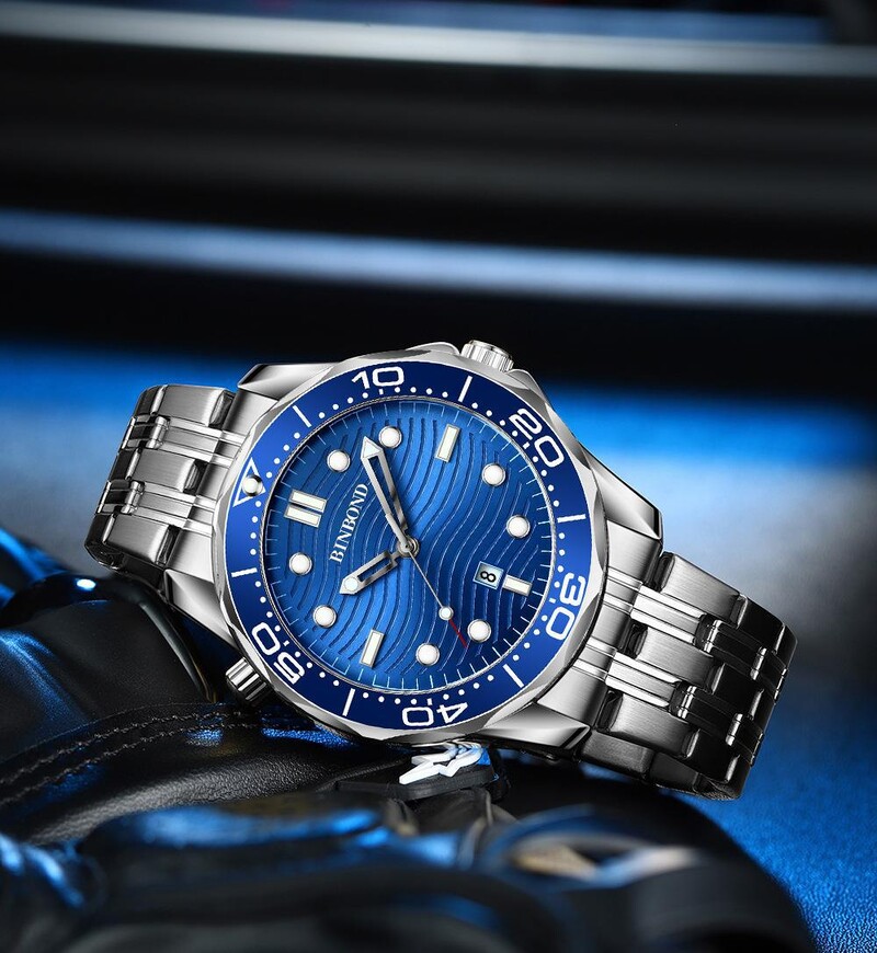BINBOND Luksuzna serija morskih konjica vrhunske marke, muški poslovni kvarcni sat, svjetleći vodootporni sportski muški satovi, modni novi dizajn