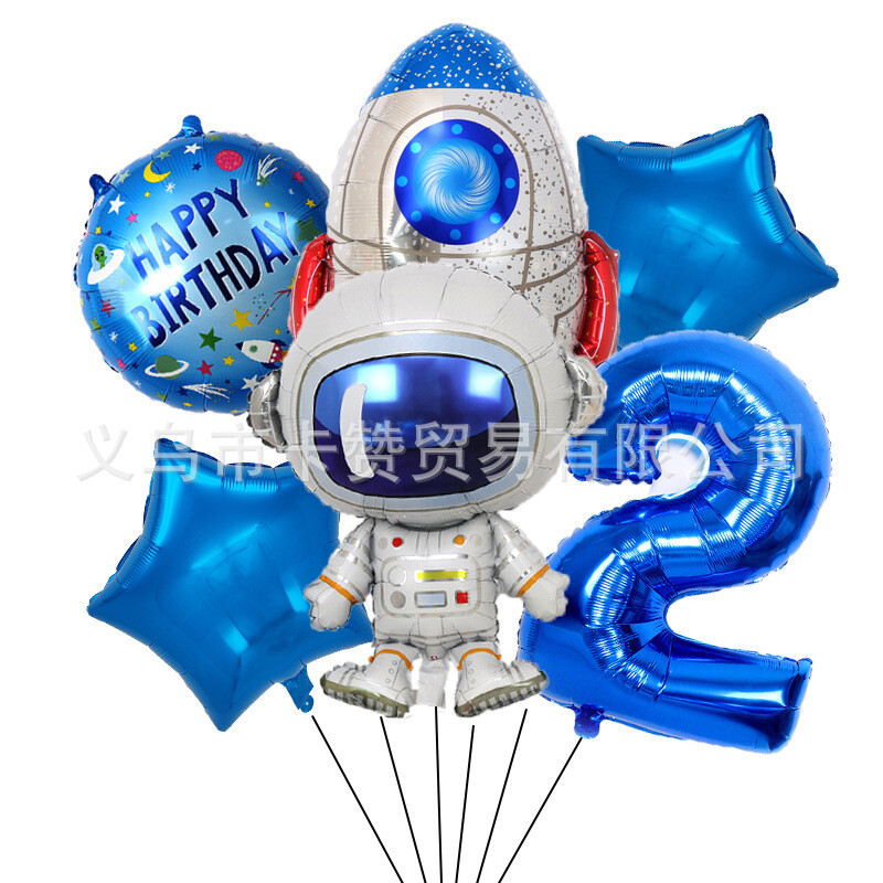 Трансграничен астронавт тема алуминиево фолио дигитален балон 7pcs пакет женски астронавт стил балон бебе рожден ден фон стена