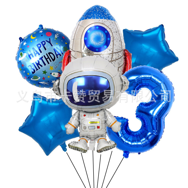 Трансграничен астронавт тема алуминиево фолио дигитален балон 7pcs пакет женски астронавт стил балон бебе рожден ден фон стена