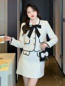 Visokokvalitetni modni dizajn Mali mirisni kompleti od tvida od 2 komada Ženska odjeća Kratka jakna Kaput + suknja Odijela Francuski dvodijelni set