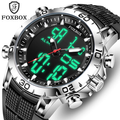 FOXBOX ceasuri pentru bărbați de top brand sport de lux cu afișaj dublu ceas cu quartz ceas militar impermeabil pentru bărbați ceas electronic digital + cutie