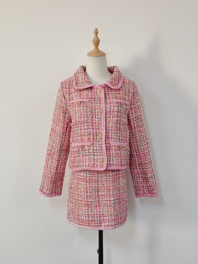 Temperament Celebrity Gruba jakna od tvida Suknja Dvodijelni set Žensko korejsko modno polo ovratnik Slatko karirano široko široko jesensko odijelo