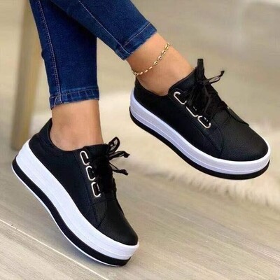 Pantofi sport pentru femei Pantofi vulcanizați pentru femei Pantofi cu platformă în aer liber Pantofi casual pentru femei din PU de modă Pantofi cu pană pentru femei