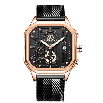 POEDAGAR Višenamjenski satovi s kronografom Muški sportski stil Četvrtasti vodootporni kvarcni satovi od nehrđajućeg čelika Ručni satovi Kalendar Sat