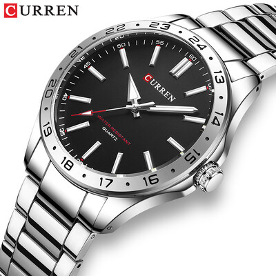 Ανδρικό ρολόι χαλαζία CURREN 8452 Simple Fashion Leisure Επαγγελματικό ρολόι Μαύρο ασημί ανοξείδωτο λουρί ανδρικό ρολόι χειρός