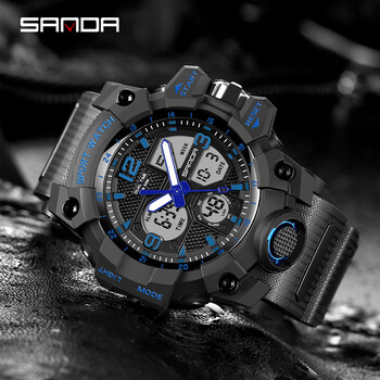 SANDA 6030 Youth Fashion Electronic Sports Ανδρικό ρολόι Military Army Quartz Outdoors Casual 50M αδιάβροχο ψηφιακό ανδρικό ρολόι LED