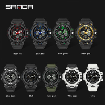 SANDA 6030 Youth Fashion Electronic Sports Ανδρικό ρολόι Military Army Quartz Outdoors Casual 50M αδιάβροχο ψηφιακό ανδρικό ρολόι LED