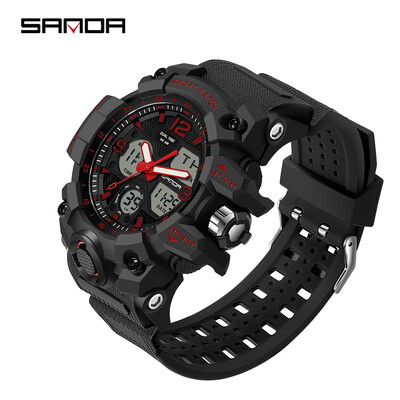 SANDA 6030 Youth Fashion Electronic Sports Ανδρικό ρολόι Military Army Quartz Outdoors Casual 50M αδιάβροχο ψηφιακό ανδρικό ρολόι LED
