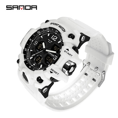 SANDA 6030 Youth Fashion Electronic Sports Ανδρικό ρολόι Military Army Quartz Outdoors Casual 50M αδιάβροχο ψηφιακό ανδρικό ρολόι LED