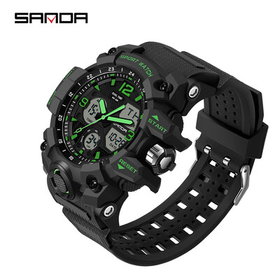 SANDA 6030 Youth Fashion Electronic Sports Ανδρικό ρολόι Military Army Quartz Outdoors Casual 50M αδιάβροχο ψηφιακό ανδρικό ρολόι LED