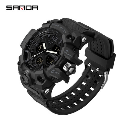 SANDA 6030 Youth Fashion Electronic Sports Ανδρικό ρολόι Military Army Quartz Outdoors Casual 50M αδιάβροχο ψηφιακό ανδρικό ρολόι LED