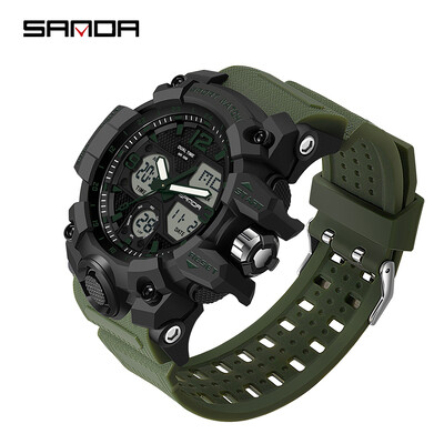 SANDA 6030 Youth Fashion Electronic Sports Ανδρικό ρολόι Military Army Quartz Outdoors Casual 50M αδιάβροχο ψηφιακό ανδρικό ρολόι LED