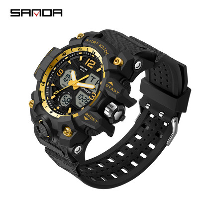 SANDA 6030 Youth Fashion Electronic Sports Ανδρικό ρολόι Military Army Quartz Outdoors Casual 50M αδιάβροχο ψηφιακό ανδρικό ρολόι LED