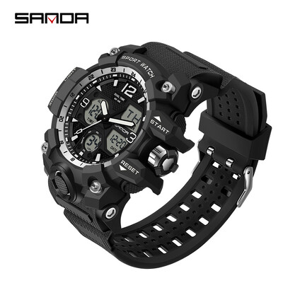 SANDA 6030 Youth Fashion Electronic Sports Ανδρικό ρολόι Military Army Quartz Outdoors Casual 50M αδιάβροχο ψηφιακό ανδρικό ρολόι LED