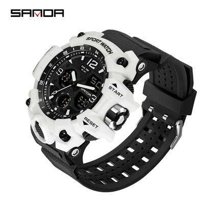 SANDA 6030 Youth Fashion Electronic Sports Ανδρικό ρολόι Military Army Quartz Outdoors Casual 50M αδιάβροχο ψηφιακό ανδρικό ρολόι LED