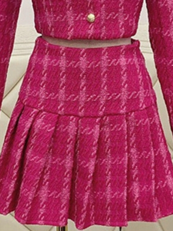 Toamnă Mic Parfum Vintage Tweed Set Două Piese Femei Crop Top Lână Jachetă Scurtă Jachetă + Mini Fuste Seturi Dulci Costume 2 Piese