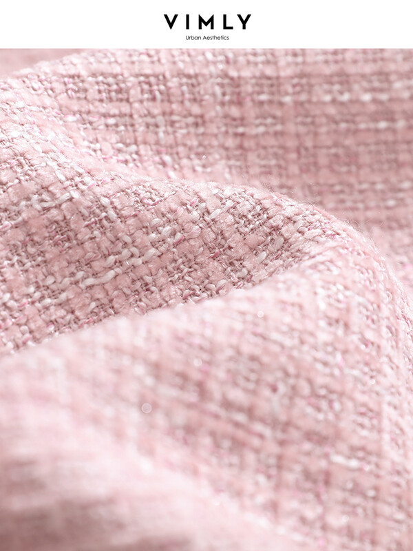 Vimly 2023. aasta sügisroosad naiste tviidülikonnad, 2-osalised komplektid, naiste komplekt Elegantne soe revääriga kärbitud jakid A-line Midiseelikud V7651