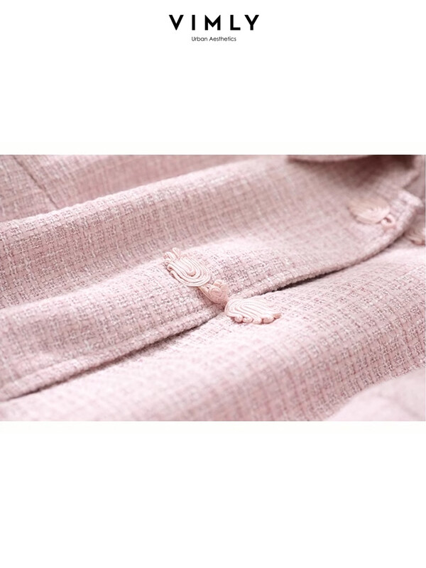 Vimly 2023. aasta sügisroosad naiste tviidülikonnad, 2-osalised komplektid, naiste komplekt Elegantne soe revääriga kärbitud jakid A-line Midiseelikud V7651