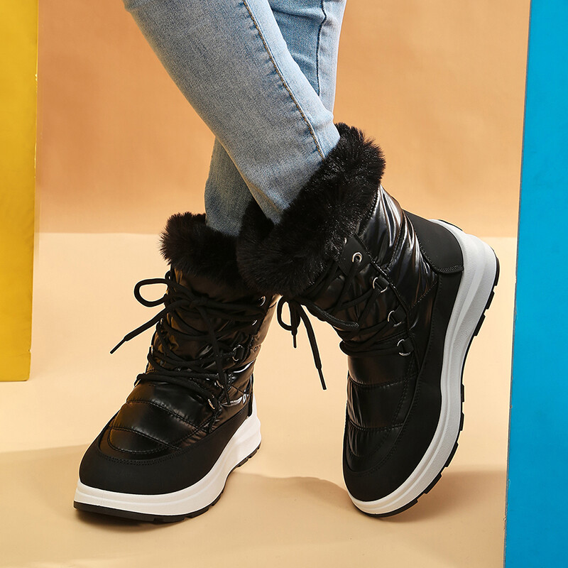 Ženske gležnjače od umjetnog krzna, debela platforma Vodootporne čizme za snijeg Ženske srebrne tople zimske čizme od debelog pliša Cipele Ženska 43