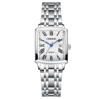 CHENXI Популярен кварцов мъжки ръчен часовник с квадратен циферблат Бизнес водоустойчив часовник с автоматична дата за мъже, жени Моден ежедневен часовник