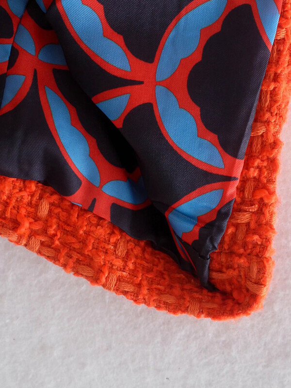 XEASY Costum retro roșu din tweed pentru femei 2022, la modă de primăvară, ocazional, la birou, blazer subțire pentru femei, fustă cu talie înaltă, set 2 piese