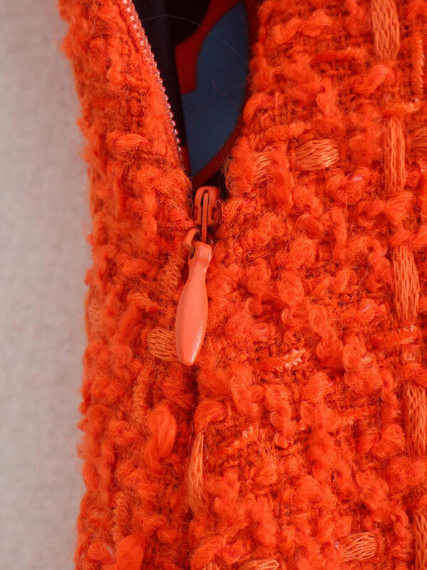 XEASY Costum retro roșu din tweed pentru femei 2022, la modă de primăvară, ocazional, la birou, blazer subțire pentru femei, fustă cu talie înaltă, set 2 piese