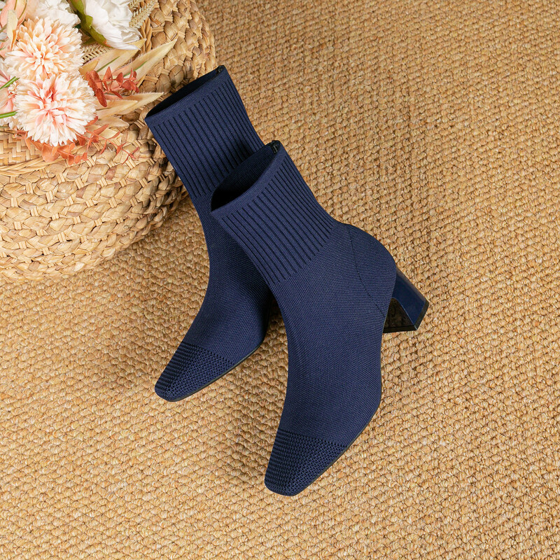 Ženske čizme 2023, nova moda, meke pletene udobne ležerne cipele sa šiljcima (visina potpetice 5,5 cm, broj malo manji)