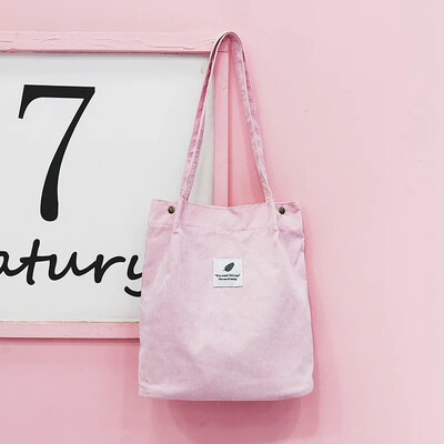 Νέες γυναικείες τσάντες Κοτλέ τσάντες ώμου επαναχρησιμοποιούμενες Τσάντες αγορών μεγάλης χωρητικότητας Casual φορητές Bolsas Feminina Dropshipping