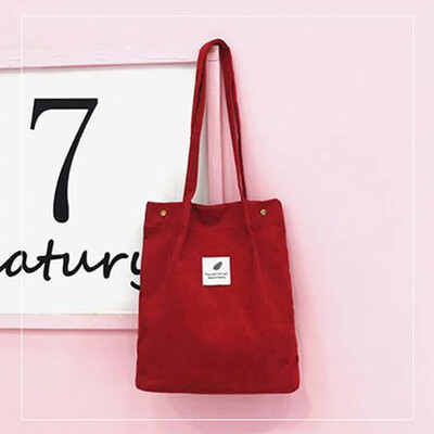 Νέες γυναικείες τσάντες Κοτλέ τσάντες ώμου επαναχρησιμοποιούμενες Τσάντες αγορών μεγάλης χωρητικότητας Casual φορητές Bolsas Feminina Dropshipping