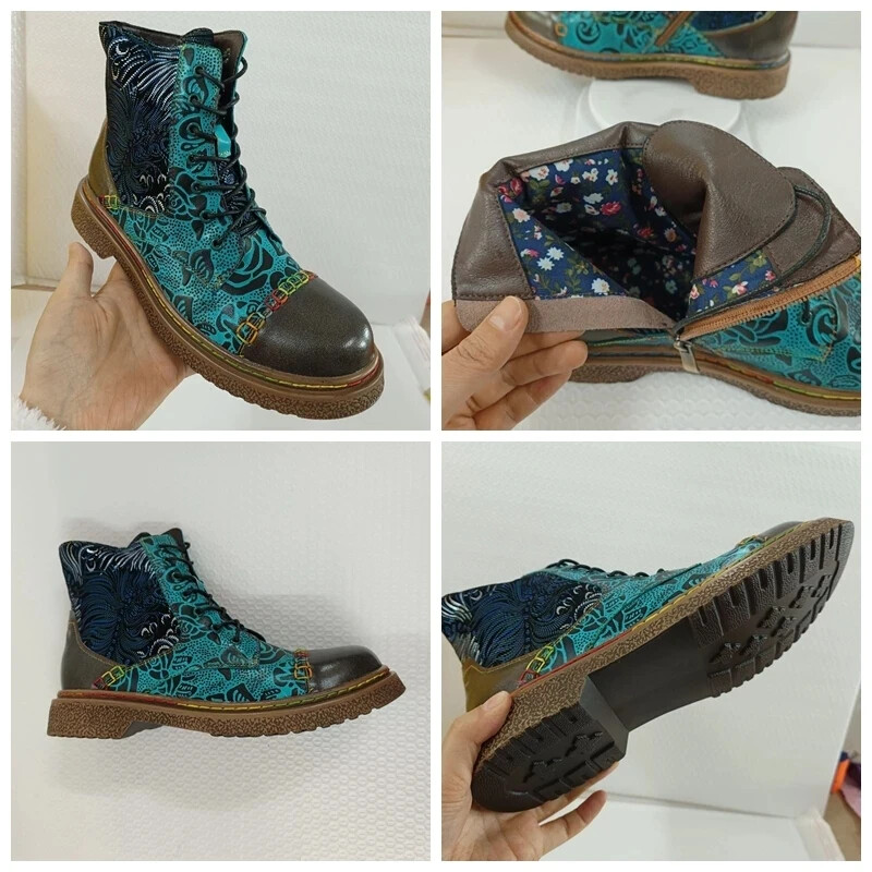 Suured sääresaapad 2 cm lambanahast tikandid Õmblemine Etniline Keskkevadine Sügis ZIP Naiste Suures Suuruses Disaineriga Naiste kingad