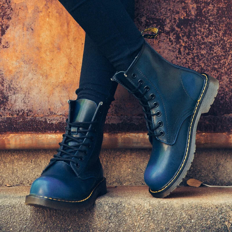 Ženske korejske gležnjače s debelim potplatom u stranom stilu od svijetle kože i kašmira Jesensko-zimske čizme u britanskom stilu