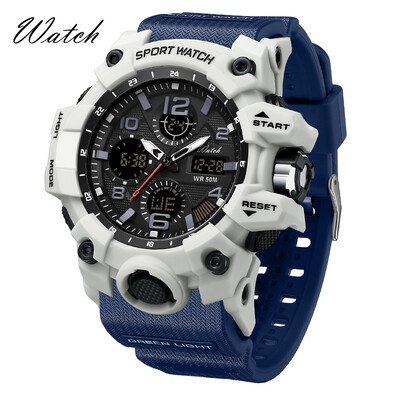 OFNS Fashion Meeste Spordikellad Kahe ekraaniga Analoog Digitaalne LED Elektrooniline Kvartskäekellad Veekindlad Ujumiskellad