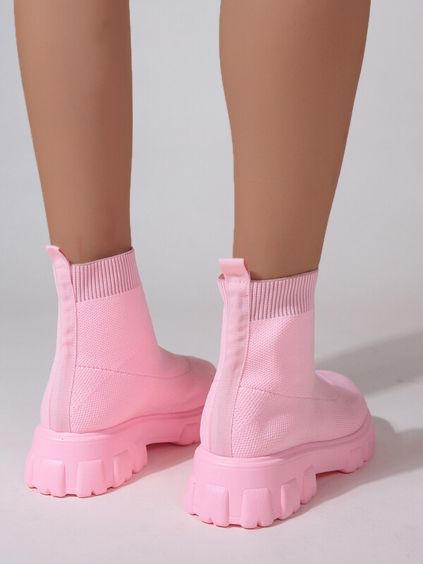 Επώνυμα γυναικεία μποτάκια ελαφριά καθημερινά παπούτσια για γυναίκες Μπότες με κάλτσες μόδας σφήνα πλέξιμο Χειμερινή μπότα πλατφόρμας μεσαίου σωλήνα