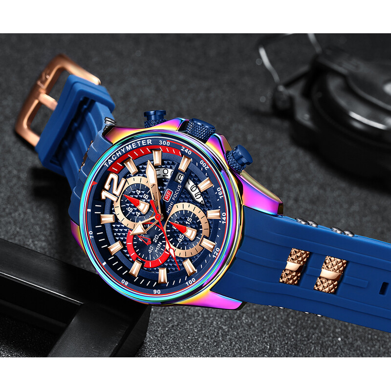 MINI FOCUS Višenamjenski sportski kvarcni sat Muški satovi Vodootporni kronografski ručni sat sa svjetlećim kazaljkama datuma 0350G