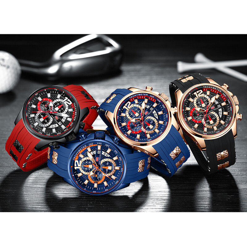 MINI FOCUS Višenamjenski sportski kvarcni sat Muški satovi Vodootporni kronografski ručni sat sa svjetlećim kazaljkama datuma 0350G