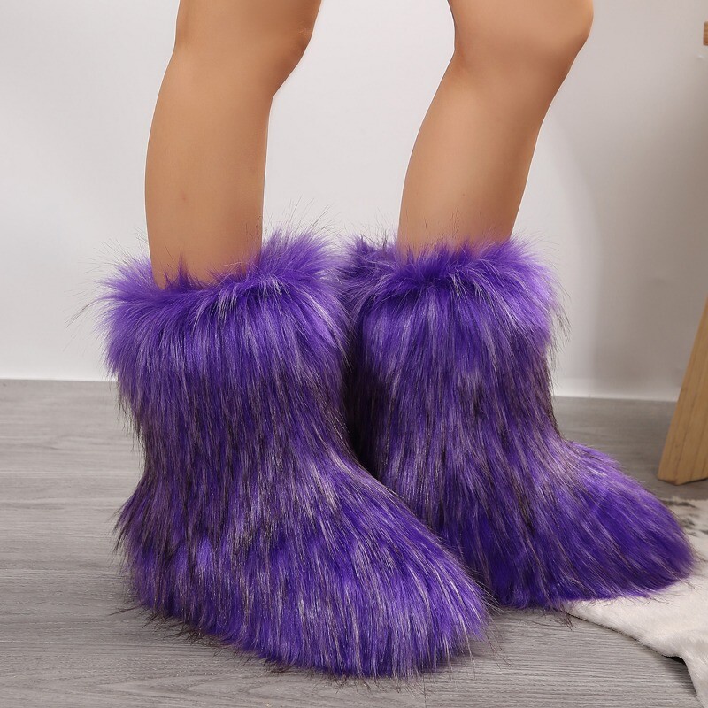 Ženske zimske čizme za snijeg Za vanjske luksuzne krznene čizme od umjetnog krzna lisice Ženske plišane tople cipele s platformom Nove modne čizme velike veličine