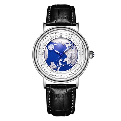 2024 LIGE Ceasuri Bărbați Moda Blue Planet Creative Earth Ceas de mână cu quartz Ceas sport din piele pentru bărbați Ceas Relogio Masculino