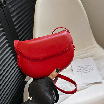 Geantă Messenger mică pentru femei, solidă, din piele PU, geantă de umăr strălucitoare, genți de șa la modă